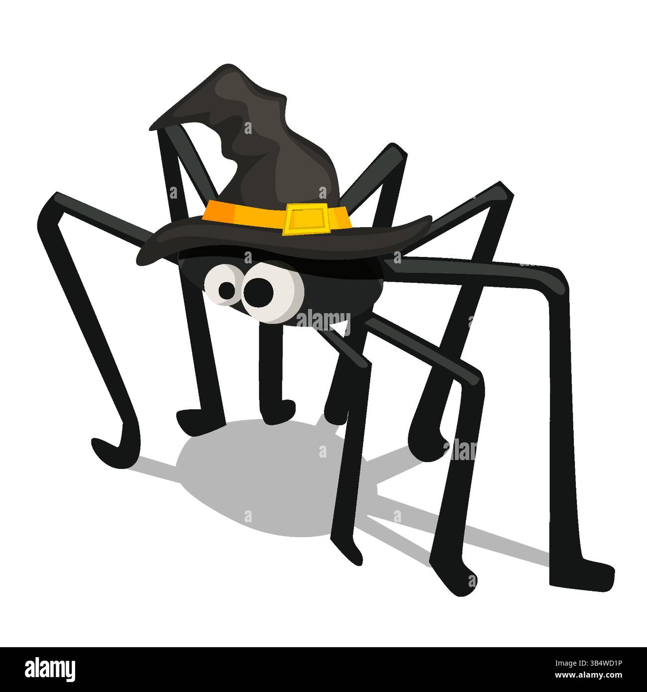Niedliche Halloween-Spider-Cartoon-Figur mit Hexenhut. Vektorillustration für Ihre Design-Grußkarte, Poster, Aufkleber oder mehr Stock Vektor