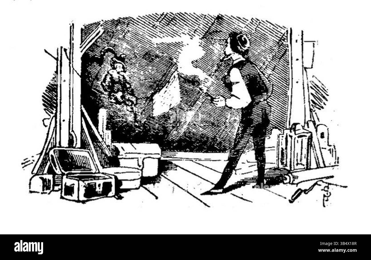 Illustration von Carl Stauber, 1846 für Fliegende Blätter, eine deutsche Satirezeitschrift. Es ist Teil von Band 2, Ausgabe 36, Seite 89. Stockfoto