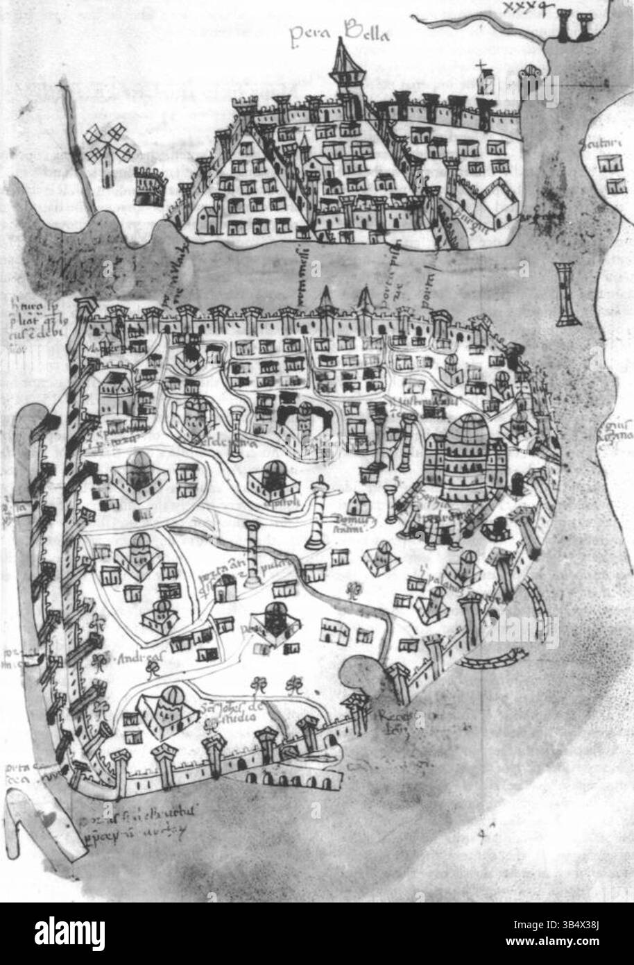 Karte von Konstantinopel und Pera aus dem Manuskript „Liber insularum ...