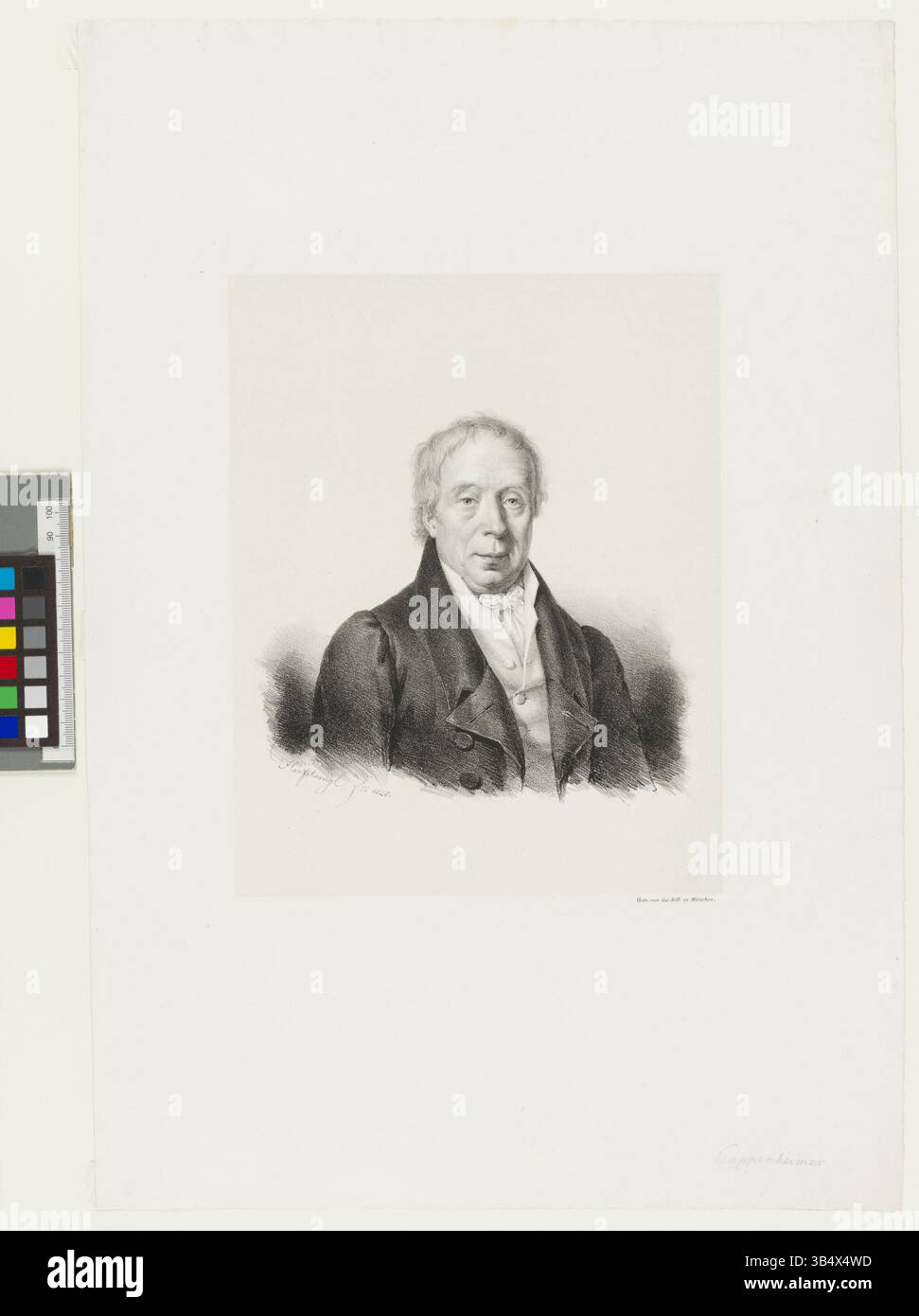 Porträt von Sebastian Pappenheimer, erstellt von Franz Hanfstaengl und Joseph Anton Selb 1828. Dieses Kunstwerk, Teil der Sammlung der Staats- und Universitätsbibliothek Hamburg, erfasst Pappenheimer in formellem Stil. Stockfoto