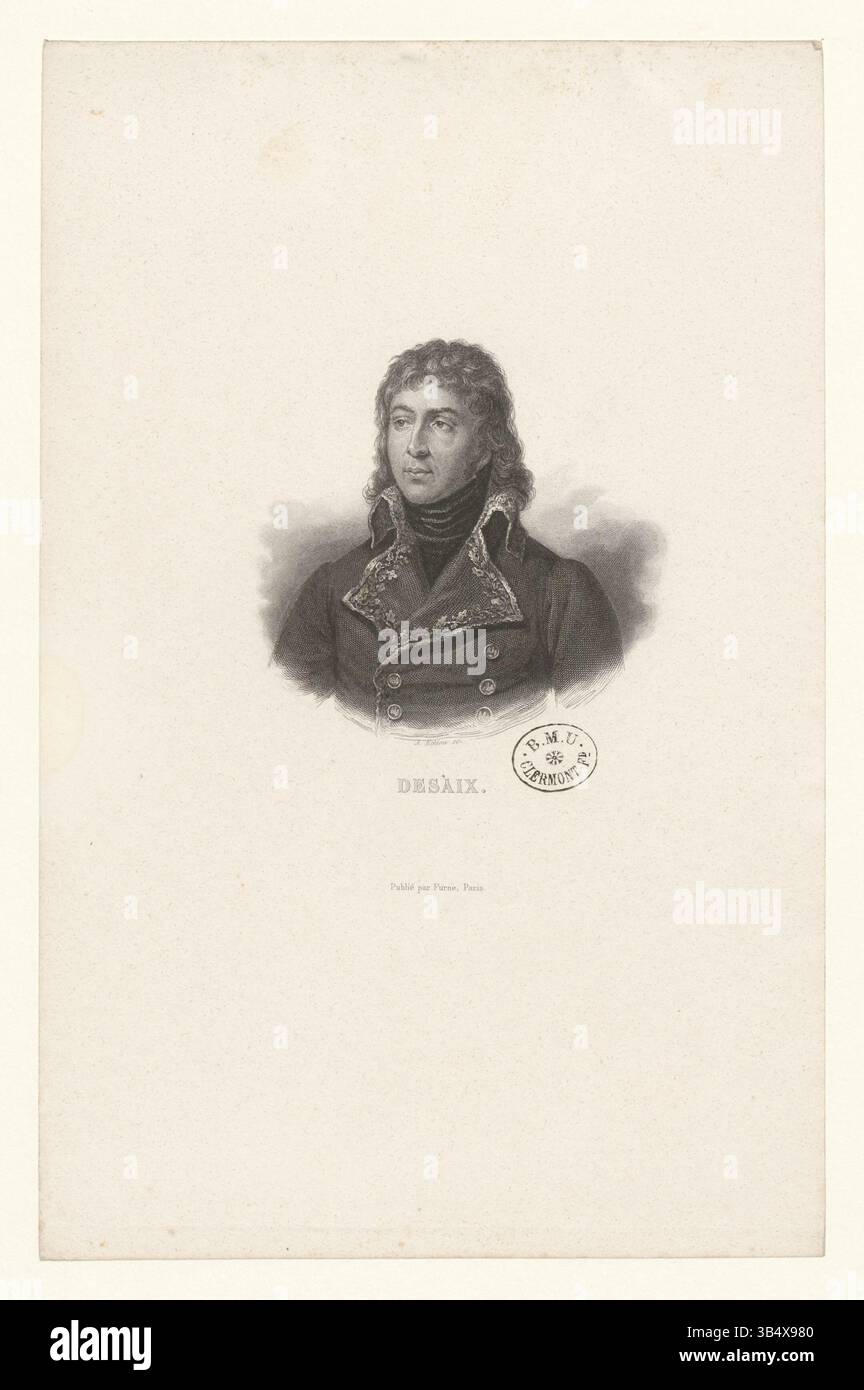 Tiefdruck aus der Boyer-Sammlung von Louis Desaix, der sein Image als führende Militärfigur in der französischen Revolutionsperiode zeigt. Stockfoto