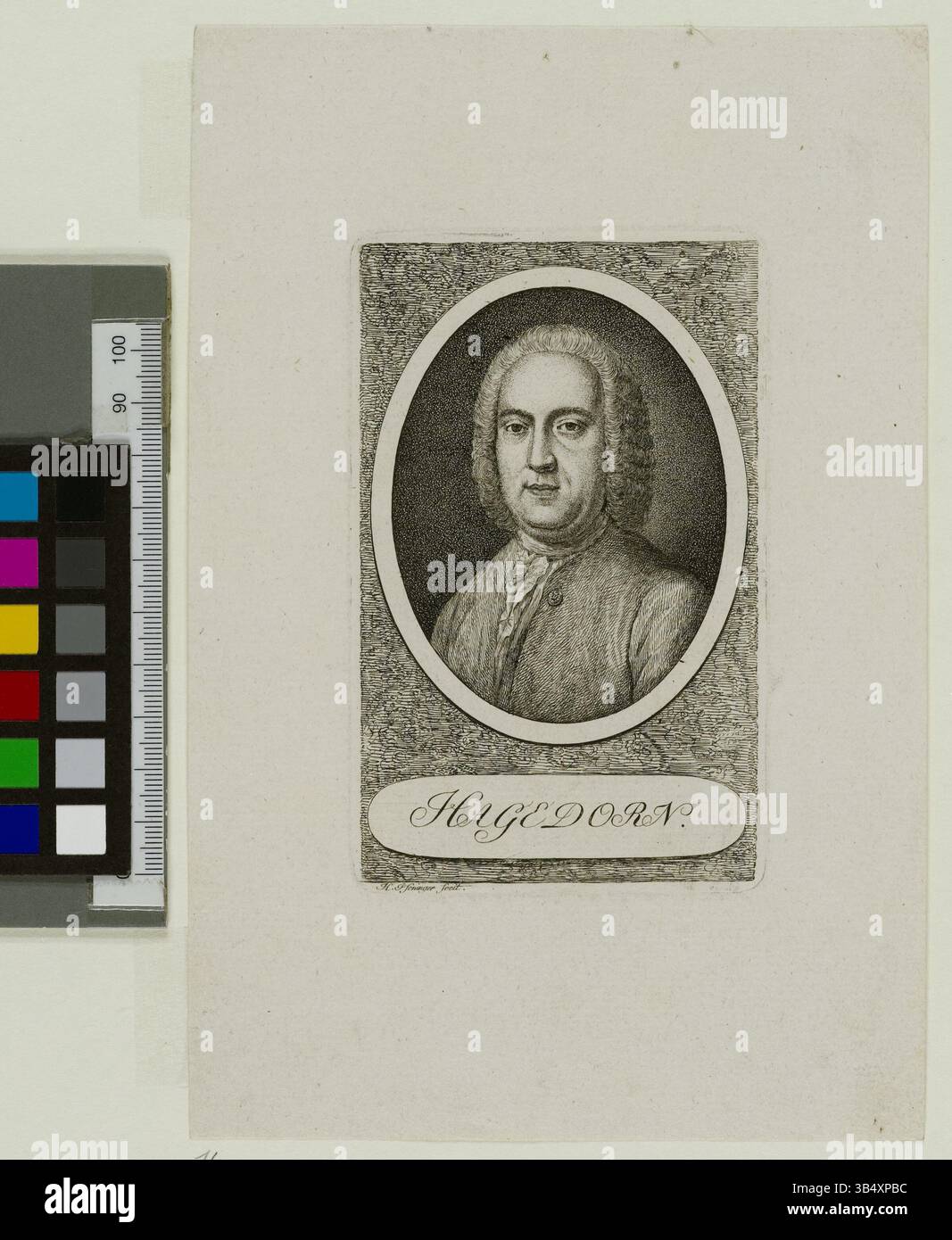 Porträt von Friedrich Hagedorn, geschaffen 1789 von Heinrich Pfenninger. Dieser Kupferstich ist Teil der Sammlung der Staats- und Universitätsbibliothek Hamburg. Stockfoto