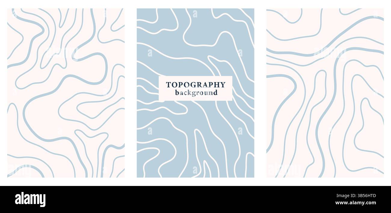 Hintergrund der Topographiekarte festgelegt. Gewelltes abstraktes Cover Stock Vektor