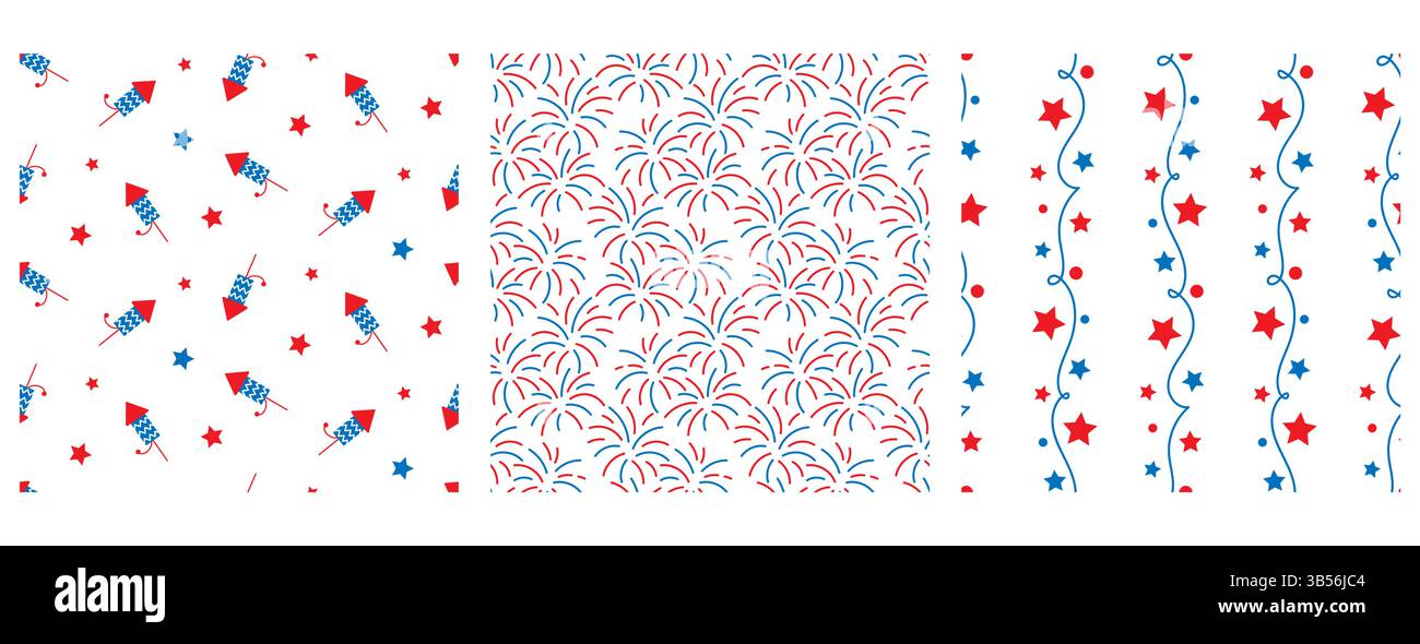 Feuerwerk nahtloser Hintergrund 4. Juli-Druck Stock Vektor