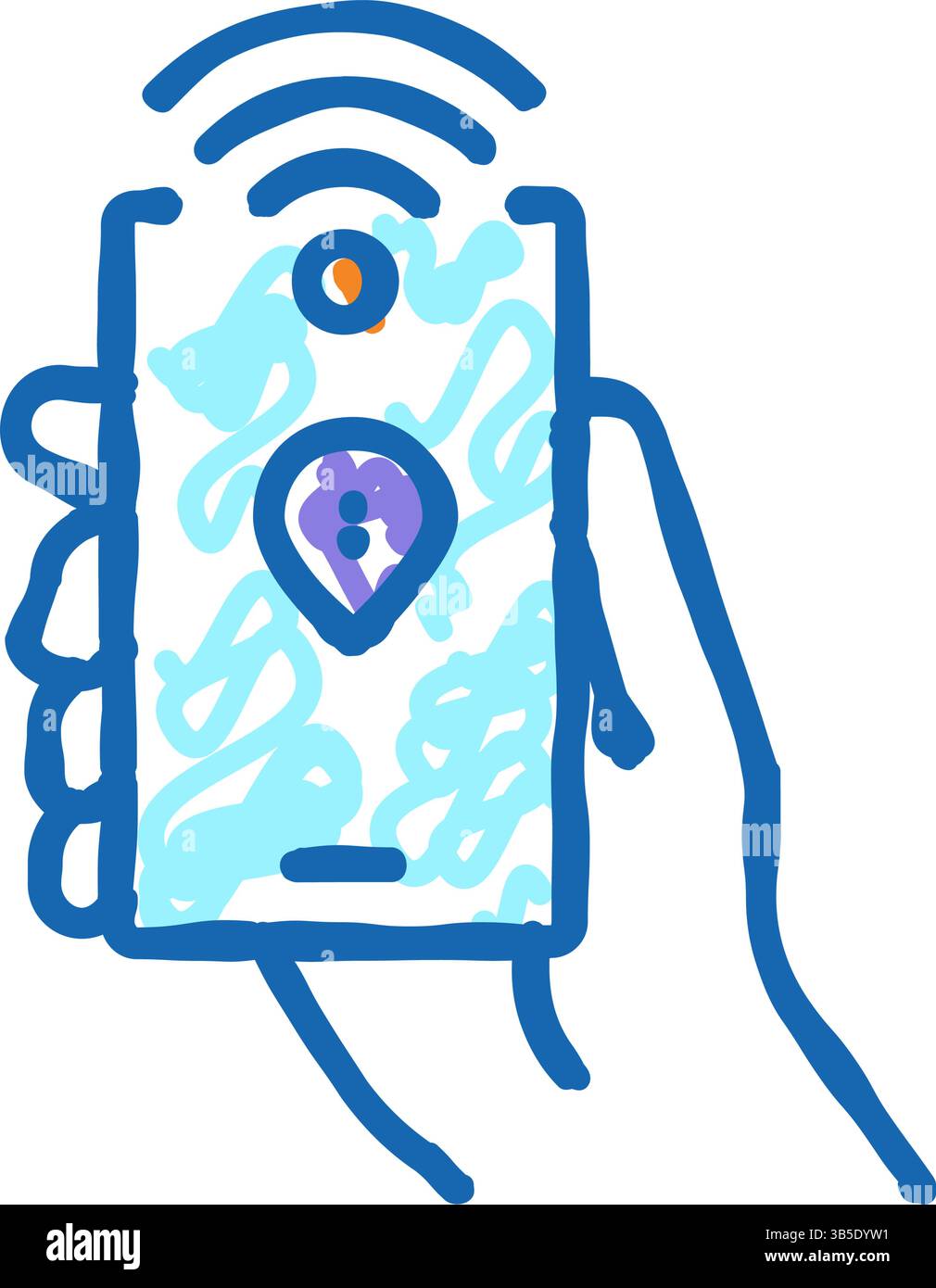 Smartphone mit rfid-nfc-Technologie, Symbol-Kritzelillustration Stock Vektor