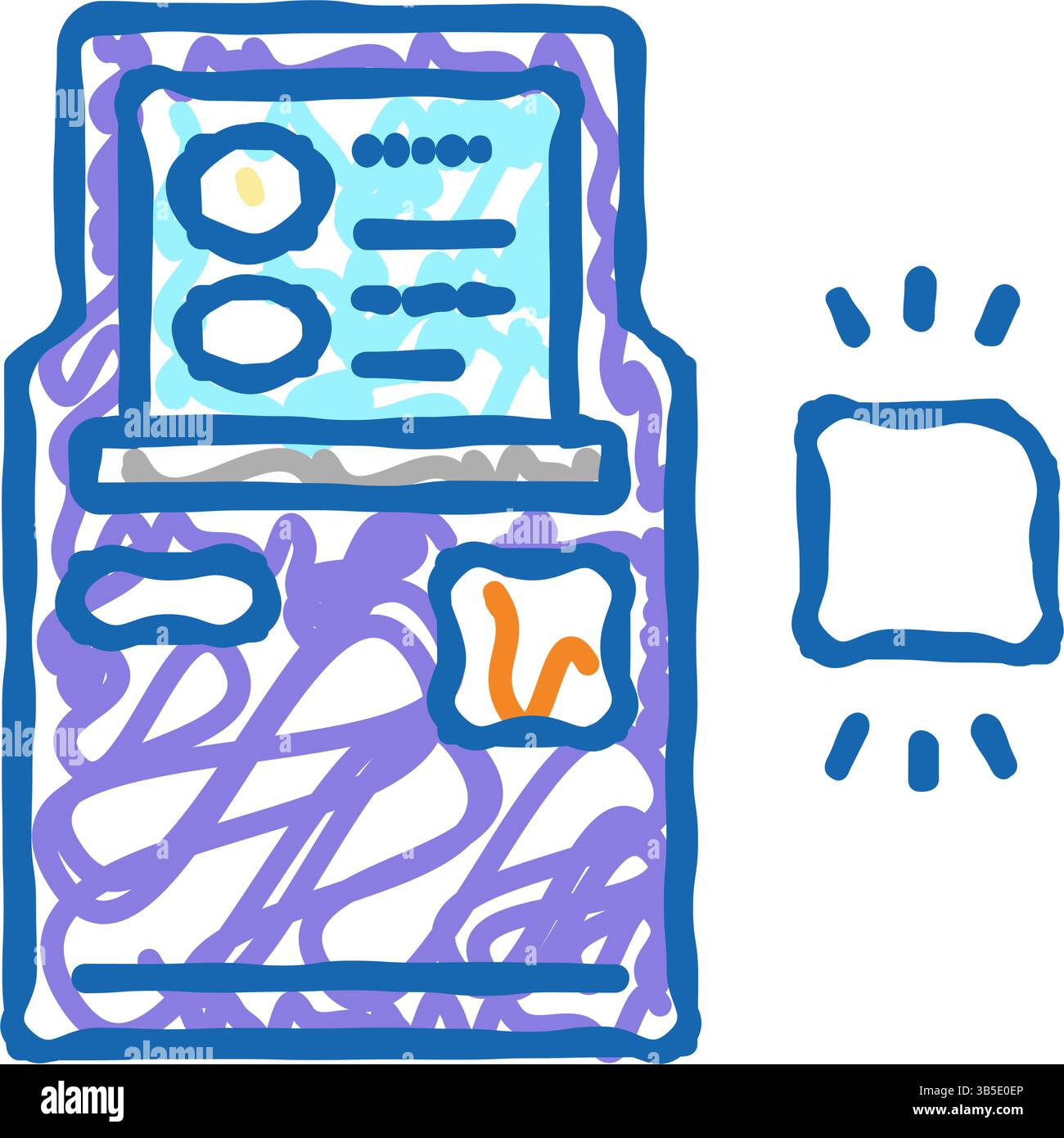 geldautomat mit rfid-Technologie-Symbol-Kritzelillustration Stock Vektor