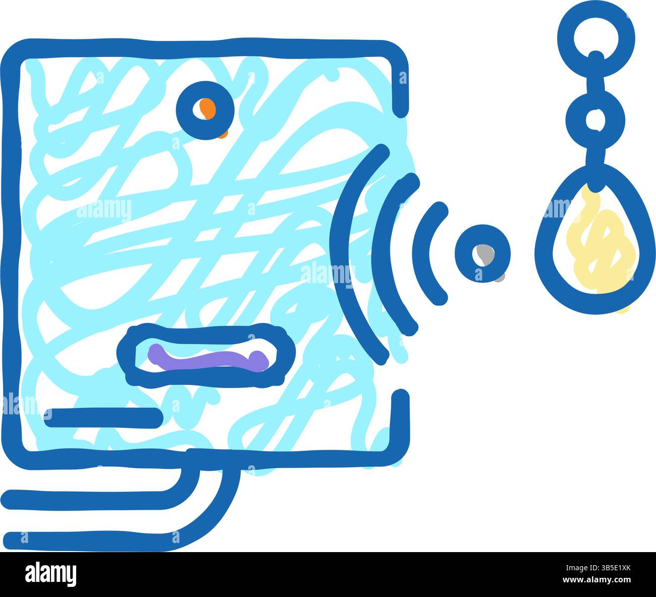 Mini-Schmuckstück mit rfid-Chip-Symbol-Doodle-Illustration Stock Vektor