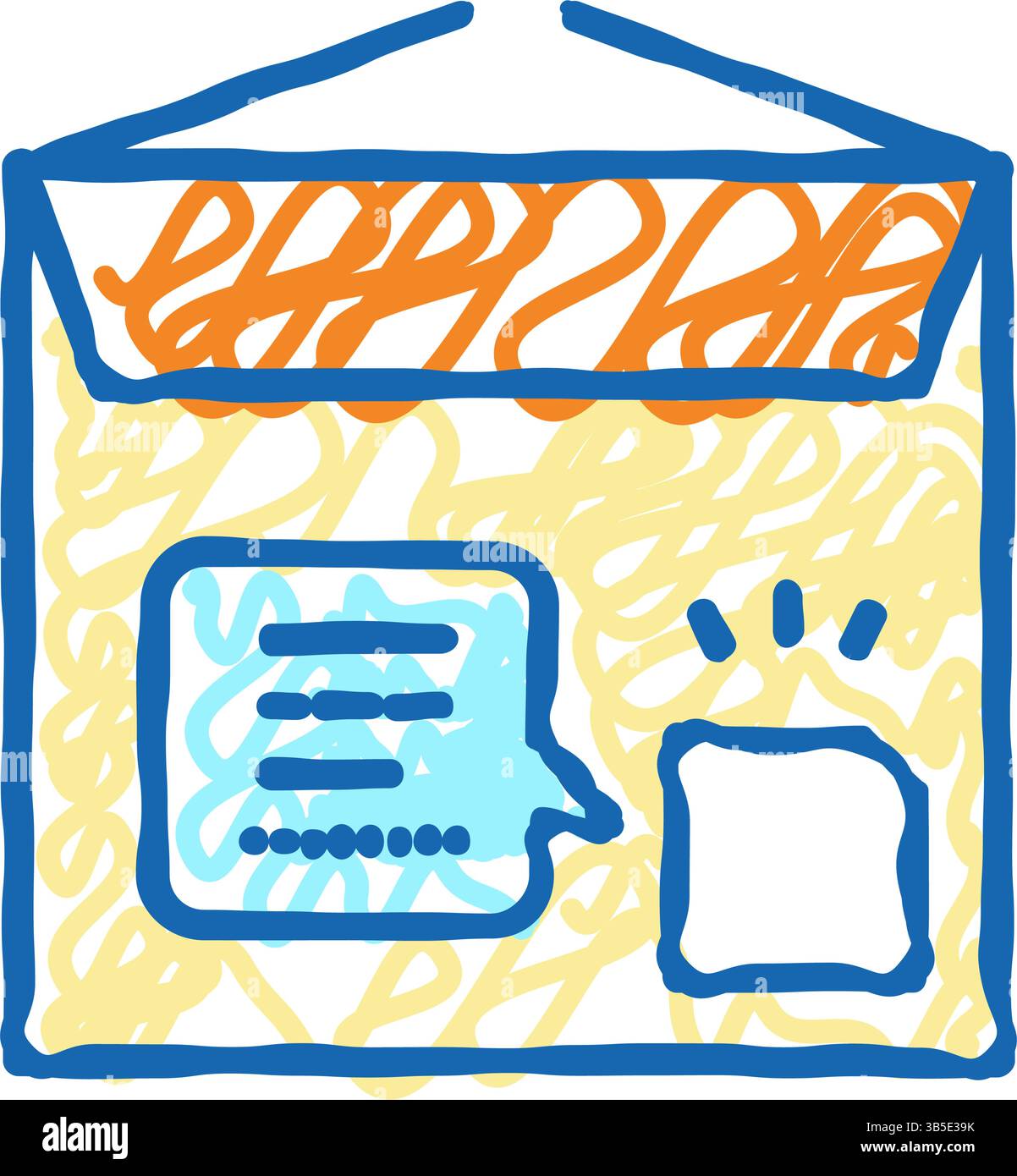 Karton mit rfid-Symbol-Kritzelillustration Stock Vektor