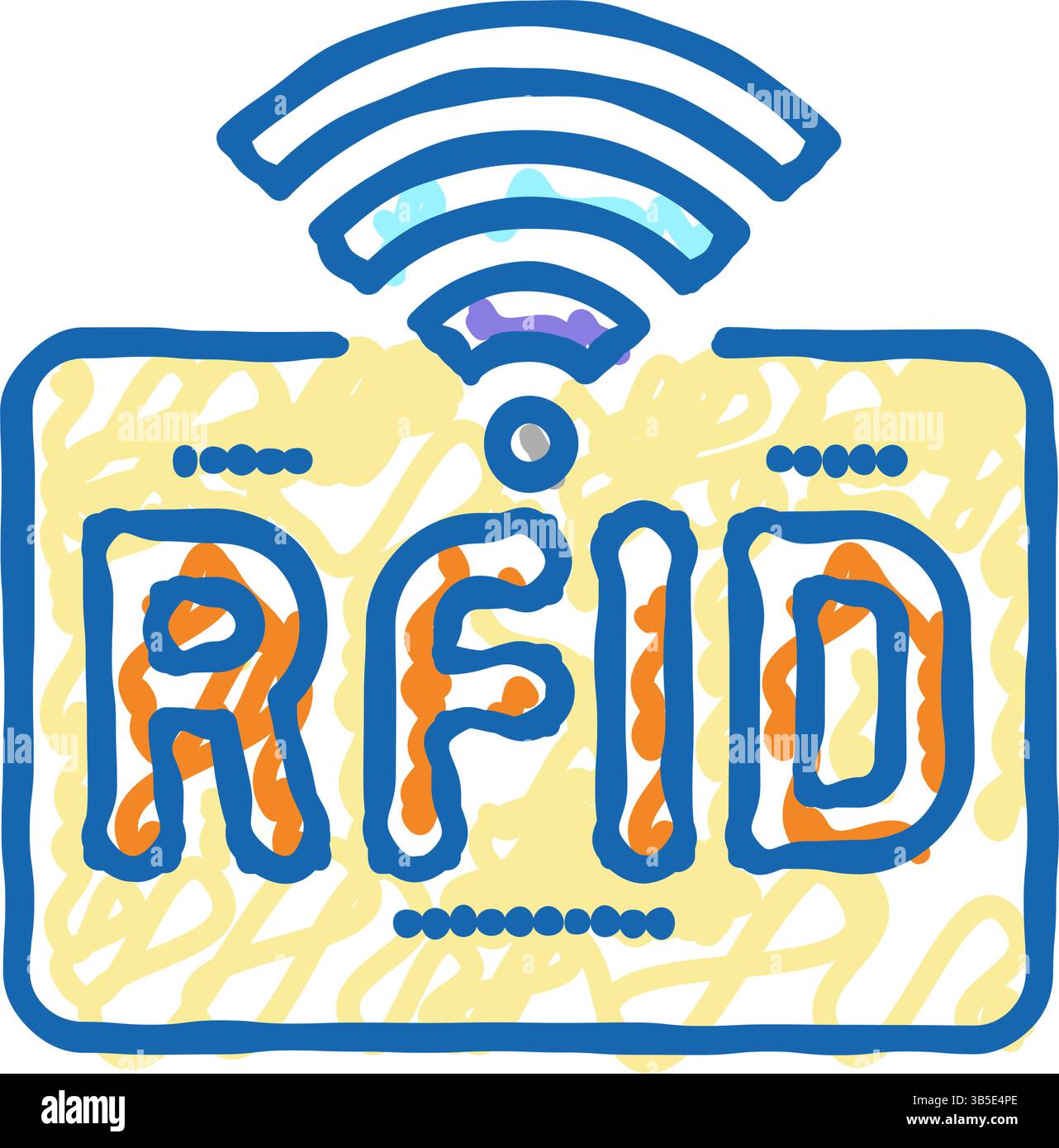 rfid Wireless-Schild Symbol Kritzelillustration Stock Vektor