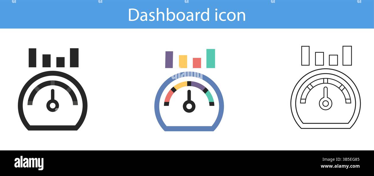 Vektorsatz für Dashboard-Symbole für UI-UX und Webanwendungen. Stock Vektor