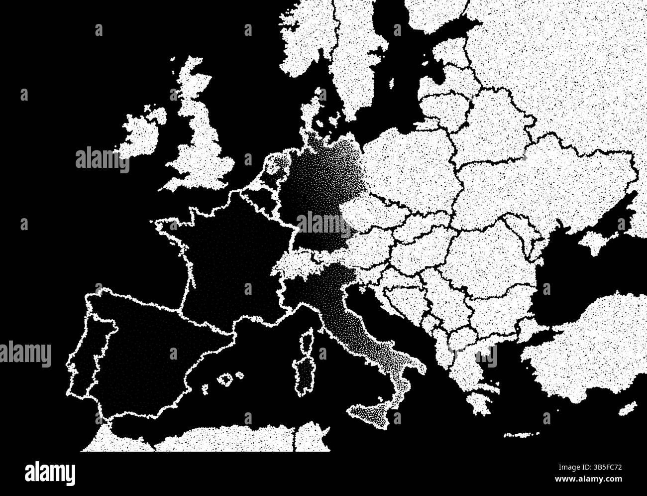 Halbtonkarte von Europa während des Stromausfalls im Mai 2025 Stock Vektor