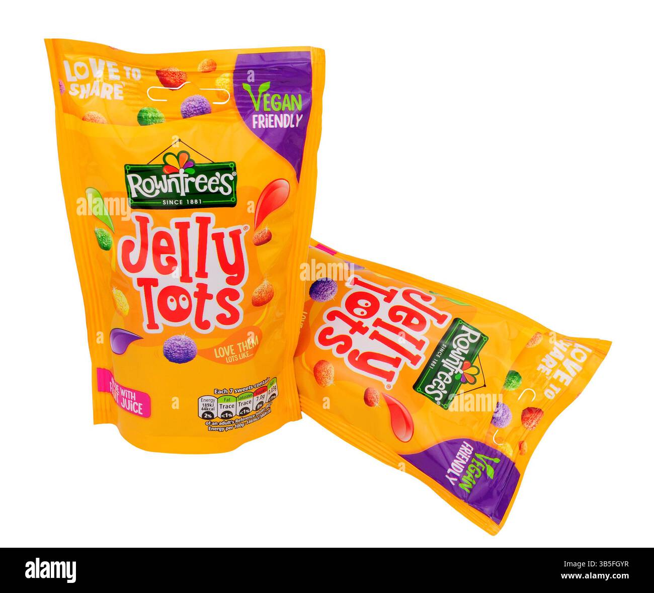 Rowntree's Jelly Tots mit Fruchtgeschmack in einem 150-g-Beutel Stockfoto