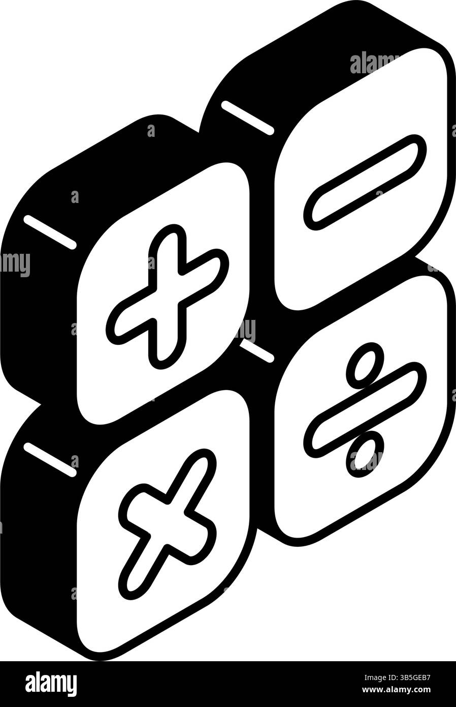 Einfaches Symbol für die Linienzeichnung arithmetischer quadratischer Operationen, isometrische Darstellung, Vektordarstellung Stock Vektor