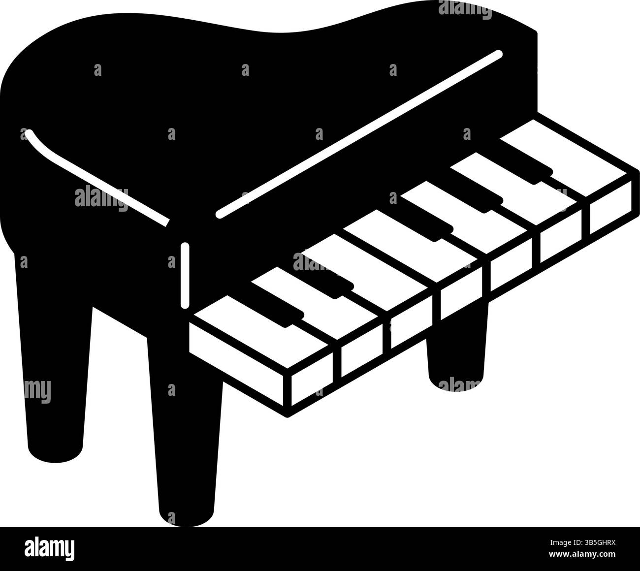Einfache Linienzeichnung des Piano-Symbols, isometrische Illustration, Vektorillustration Stock Vektor