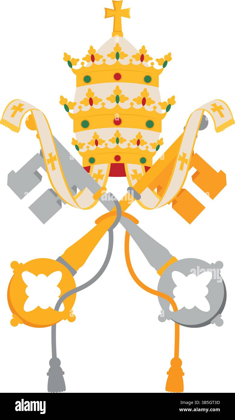 Päpstliches Wappen Schlüssel des Himmels Wappensymbol Vatikanisches Emblem Stock Vektor