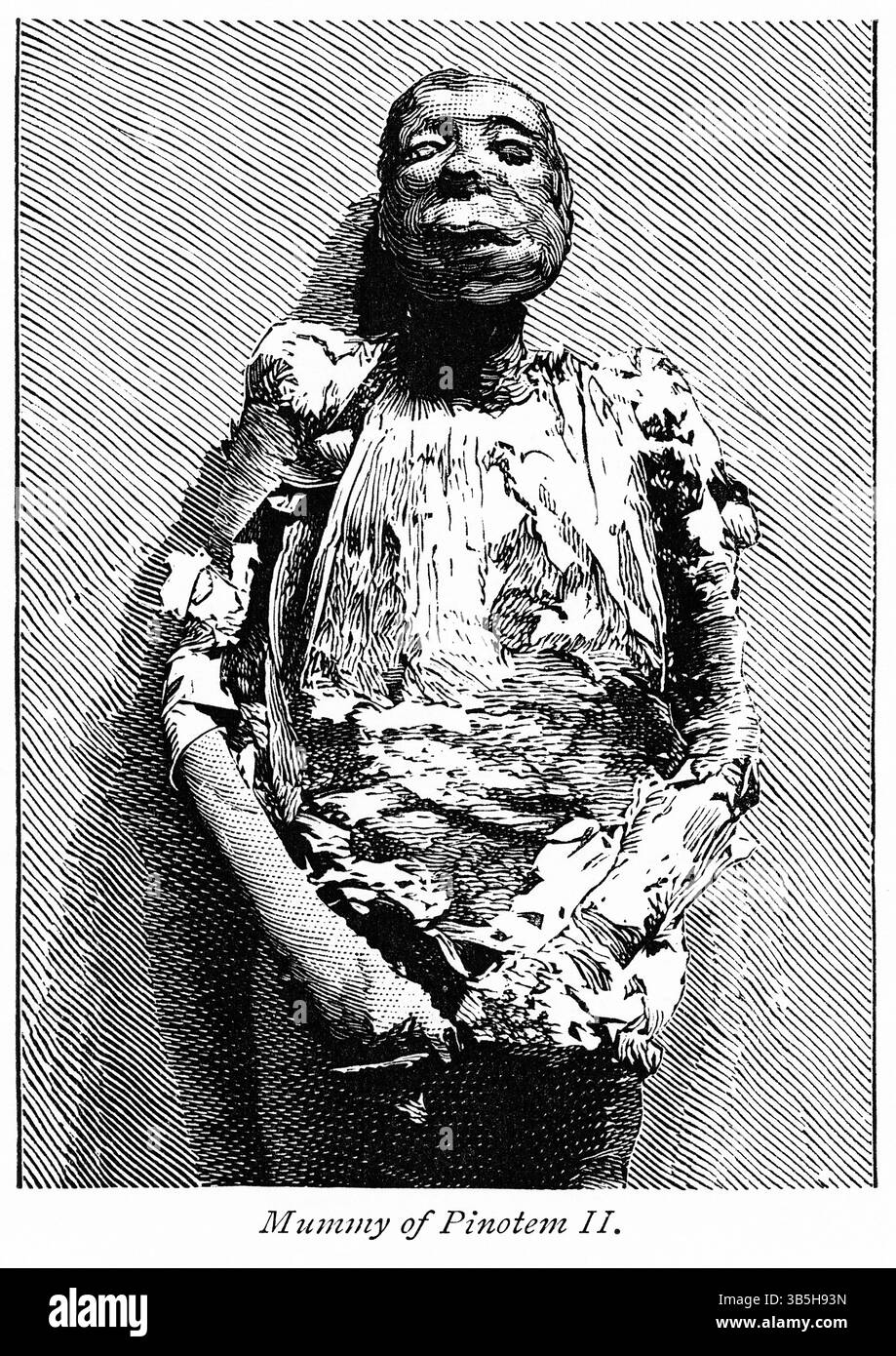 8. Januar 2019, London, England, Vereinigtes Königreich: Mummy of Pinotem II, Illustration from the Book, ''From Pharaoh to Fellah'' von C.F. Moberly Bell mit Illustrationen von Georges Montbard, graviert von Charles Barbant, Wells Gardner, Darton, & Co., London, 1888 (Bild: © JT Vintage/Glasshouse Via ZUMA Press Wire) Stockfoto