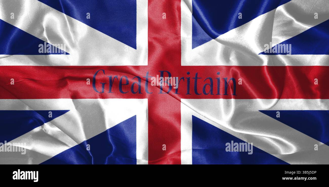 Großbritannien Fahne König Farben. Bürgerliche und Staat Ensign mit Land Name On It 3D-Illustration Stockfoto