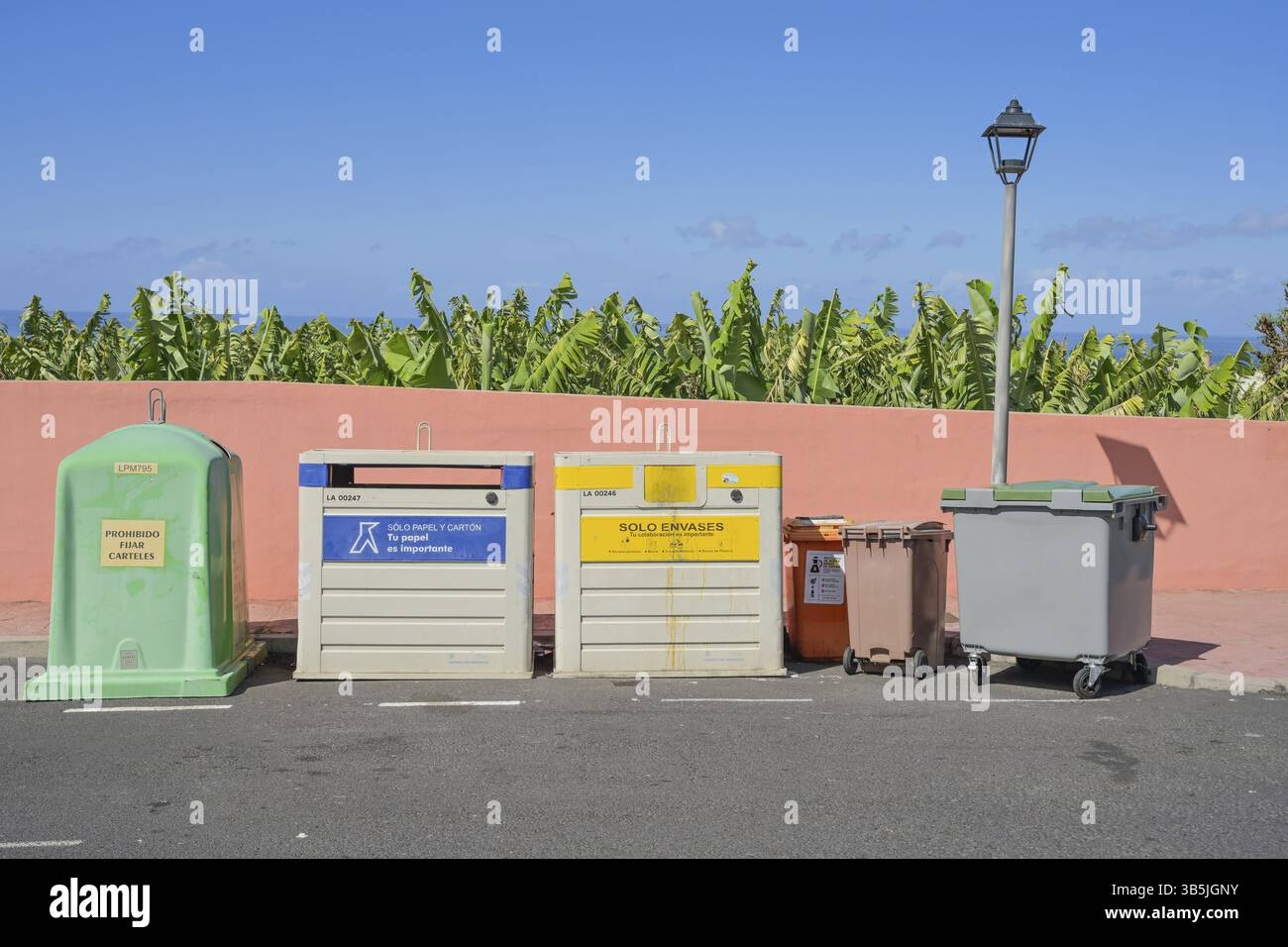 Mülltonne, Tazacorte, La Palma, Spanien, Europa Stockfoto