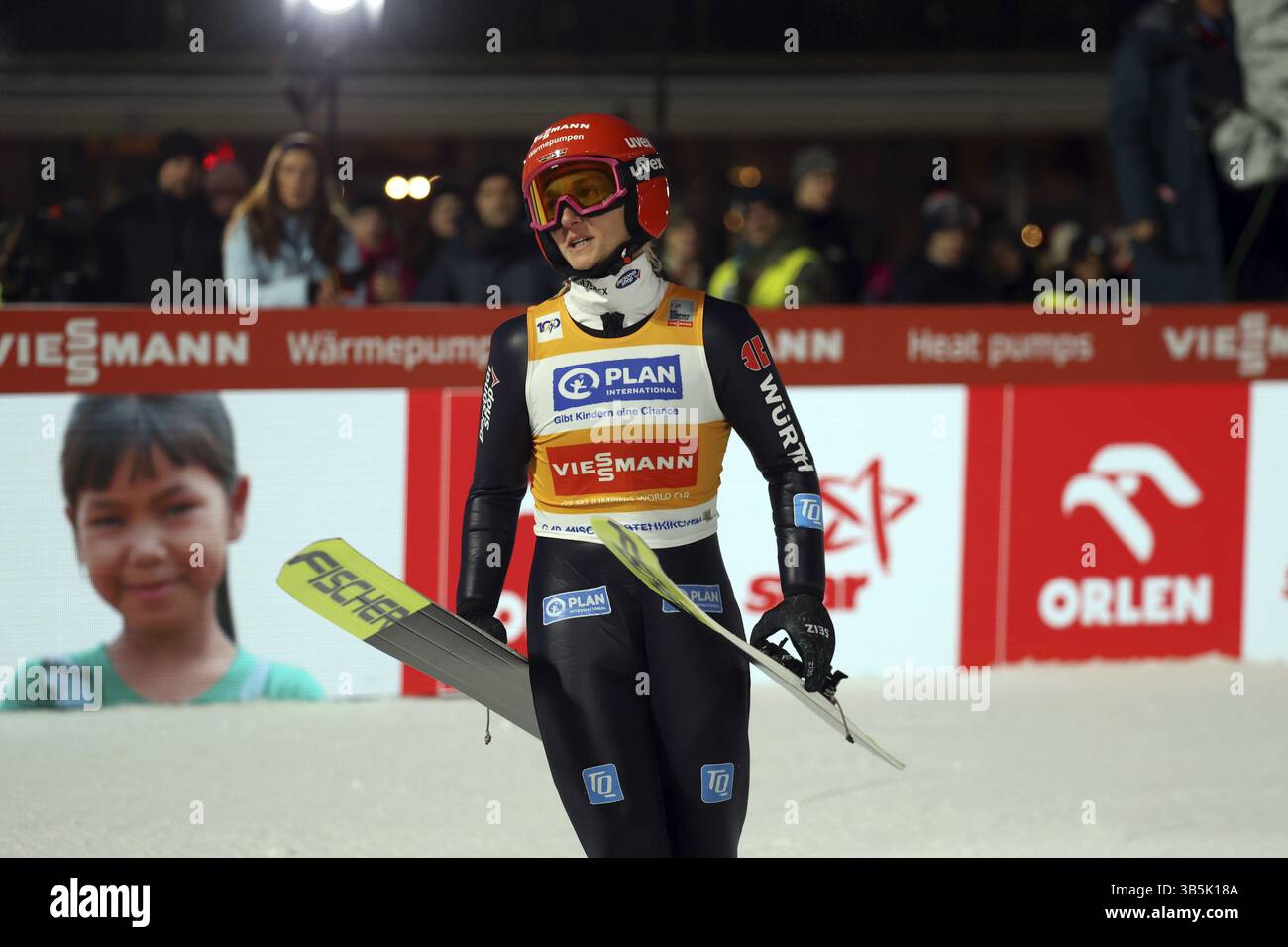 Katharina Schmid (SC Oberstdorf) bei der FIS-Weltmeisterschaft Skisprung Frauen Garmisch-Partenkirchen 2024, Garmisch-Partenkirchen, Deutschland/Deutschland Stockfoto