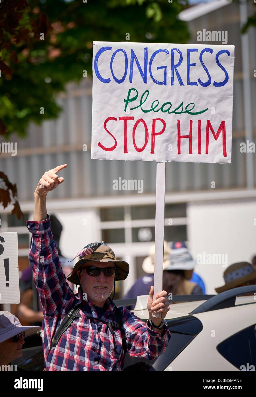 Demonstration pro Demokratie am 1. Mai 2025 in Eugene, Oregon, USA. Stockfoto