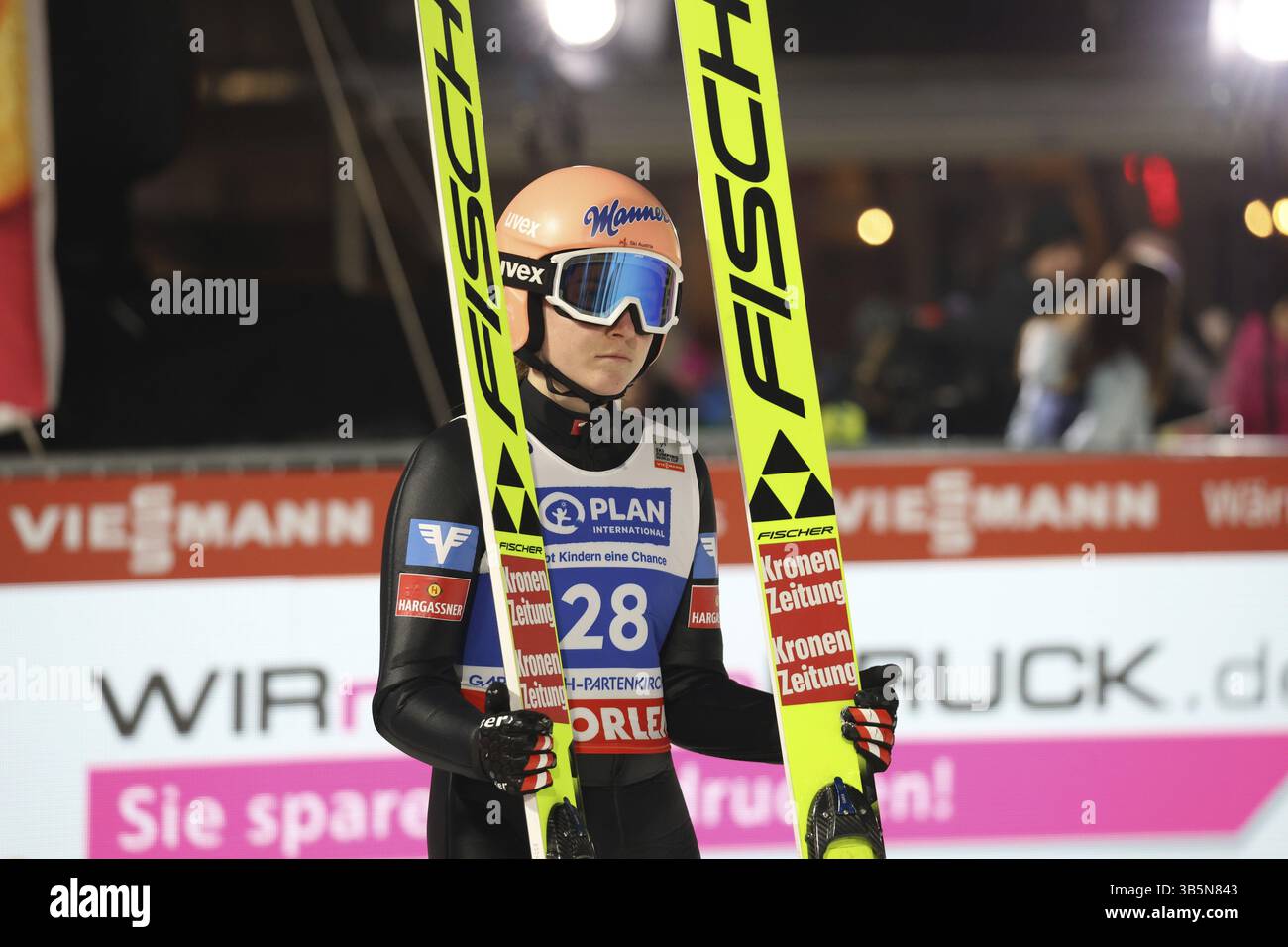 Marita Kramer Österreich bei der FIS-Weltmeisterschaft Skisprung Frauen Garmisch-Partenkirchen 2024, Garmisch-Partenkirchen, Deutschland/Deutschland Stockfoto