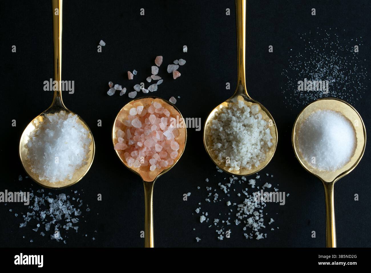 Meersalzflocken, Rosa Himalaya-Salz, Keltisches Salz, Tafelsalz Stockfoto