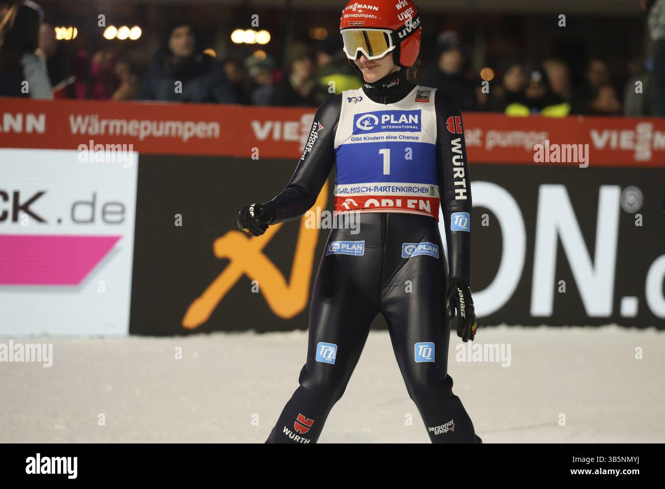 Selina Freitag (SG Nickelhuette Aue) bei der FIS-Weltmeisterschaft Skisprung Frauen Garmisch-Partenkirchen 2024, Garmisch-Partenkirchen, Deutschland/Deutschland Stockfoto