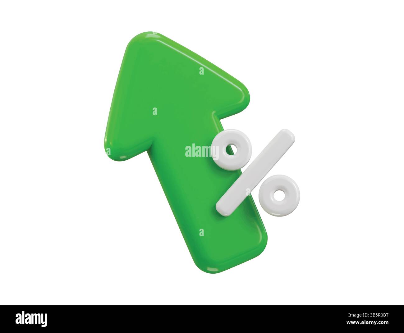 Pfeil mit Prozentsymbol 3D-Rendering-Konzept für Wachstum Börse, Finanzinvestitionen, Geschäfts- und Finanzsymbolvektor-Illustration Stock Vektor