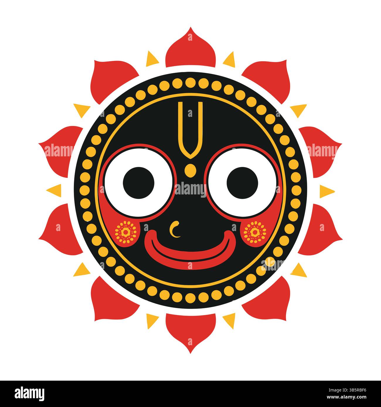 Minimalistische Kunst von Lord Jagannath mit Sonnenmotiv Stock Vektor