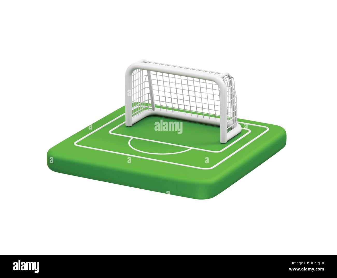 Miniatur-Fußballtor auf grünem Feld Symbol 3D-Rendering-Illustration Symbol Torpfosten Symbol 3D-Rendern Stock Vektor