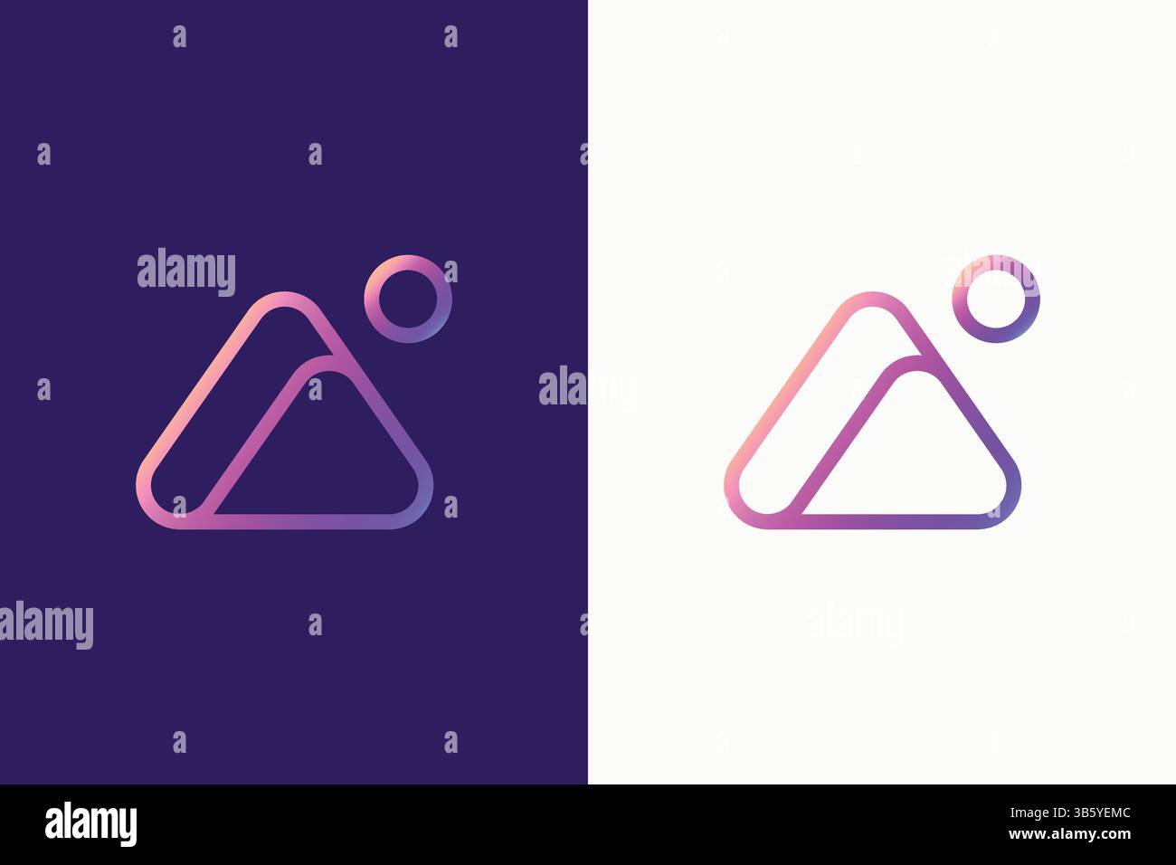 Galerie Icon Bild abstraktes lineares Logo für Berg- und Sonnenangabe Stock Vektor