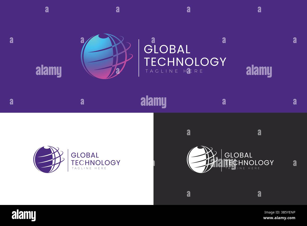 Markenidentität des Modern Global Internet Service Provider Technology Network und des Connection Logos Stock Vektor