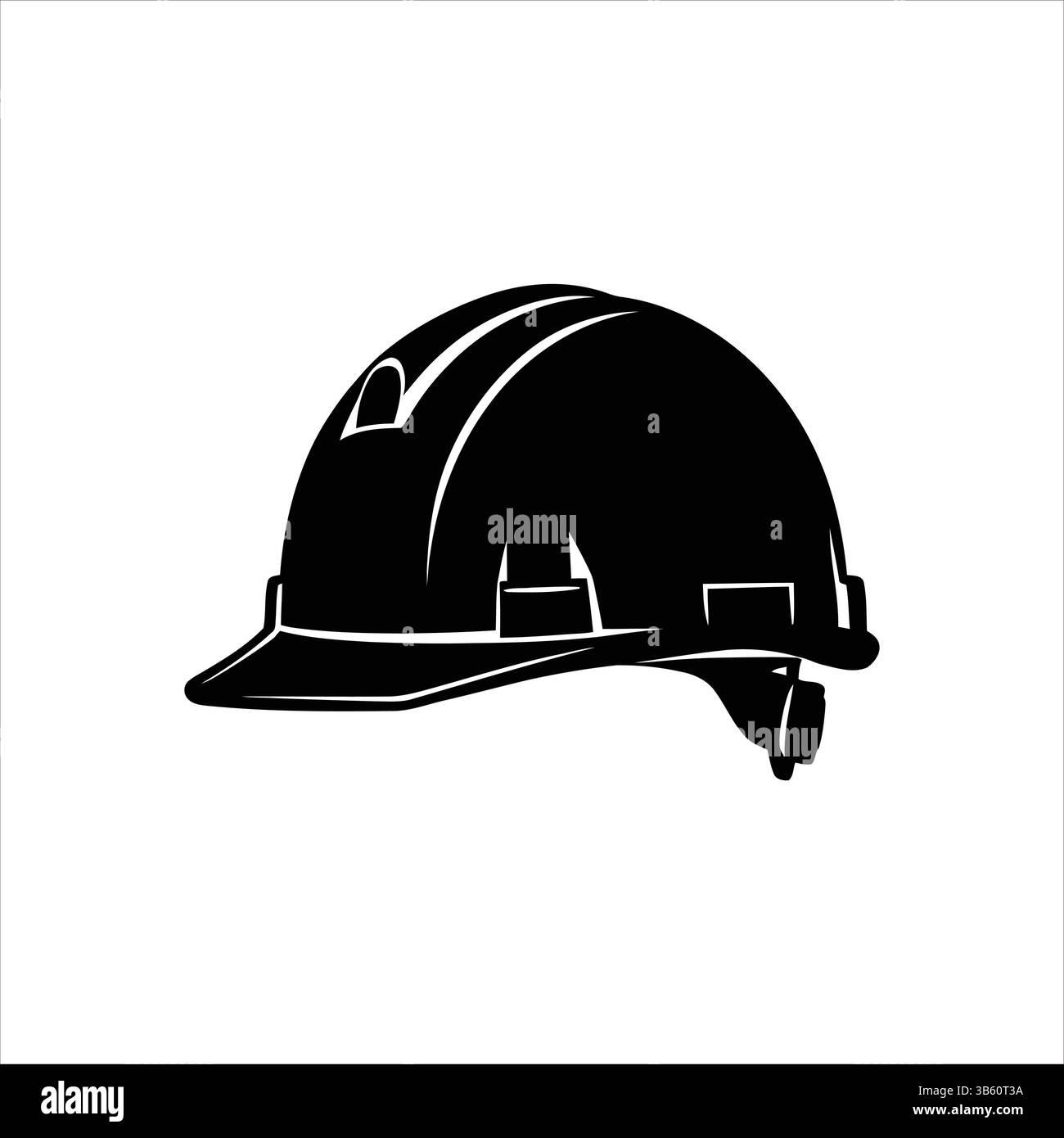 Ingenieur Schutzhelm Schutzhelm Silhouette schwarz Vektor isoliert Stock Vektor