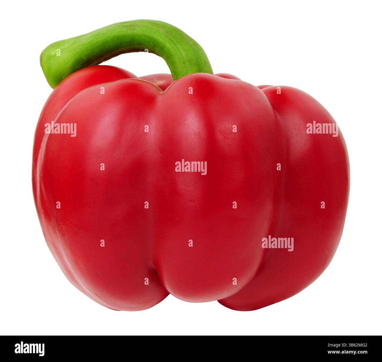 Frische, ganze süße rote Paprika, isoliert auf weißem Hintergrund Stockfoto