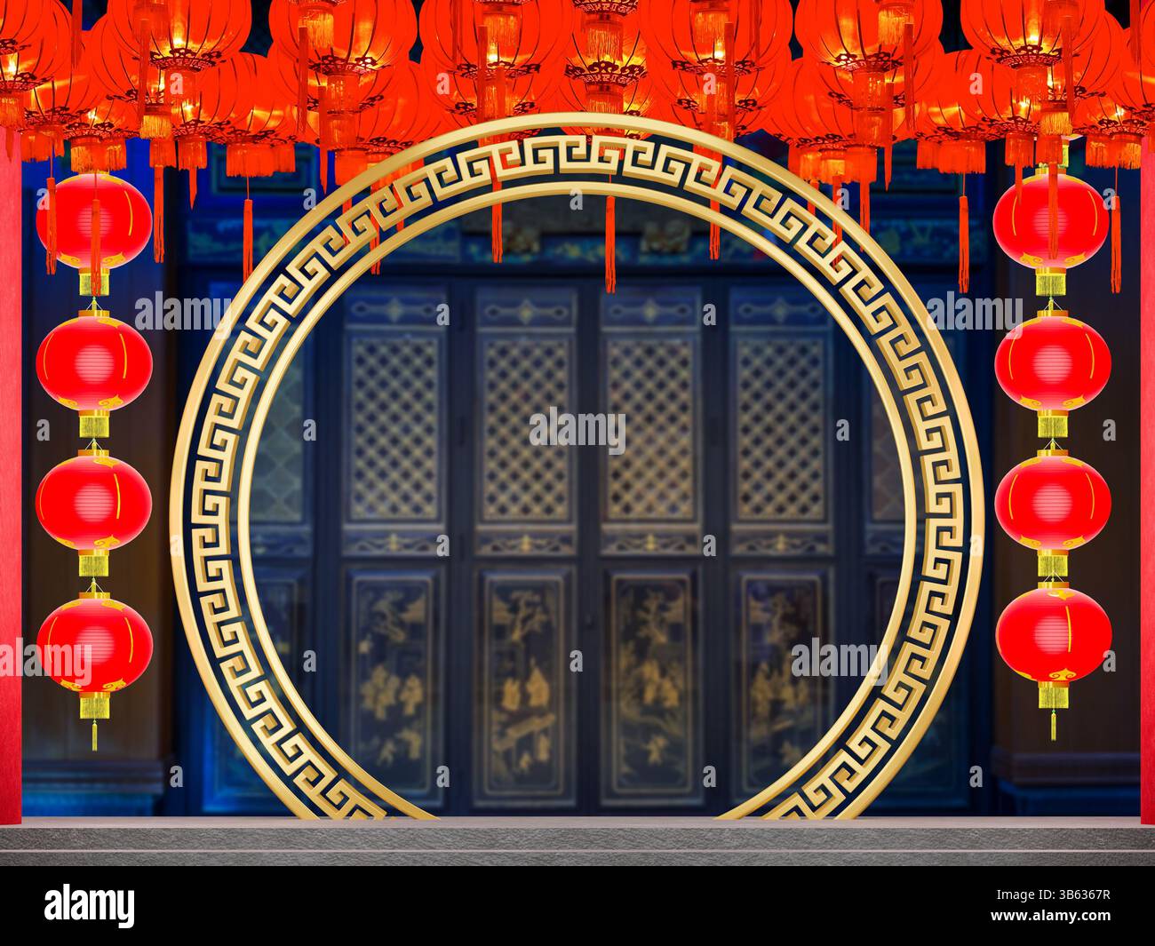 Laternen im chinesischen Neujahrsfest. 3D Rendering. Stockfoto