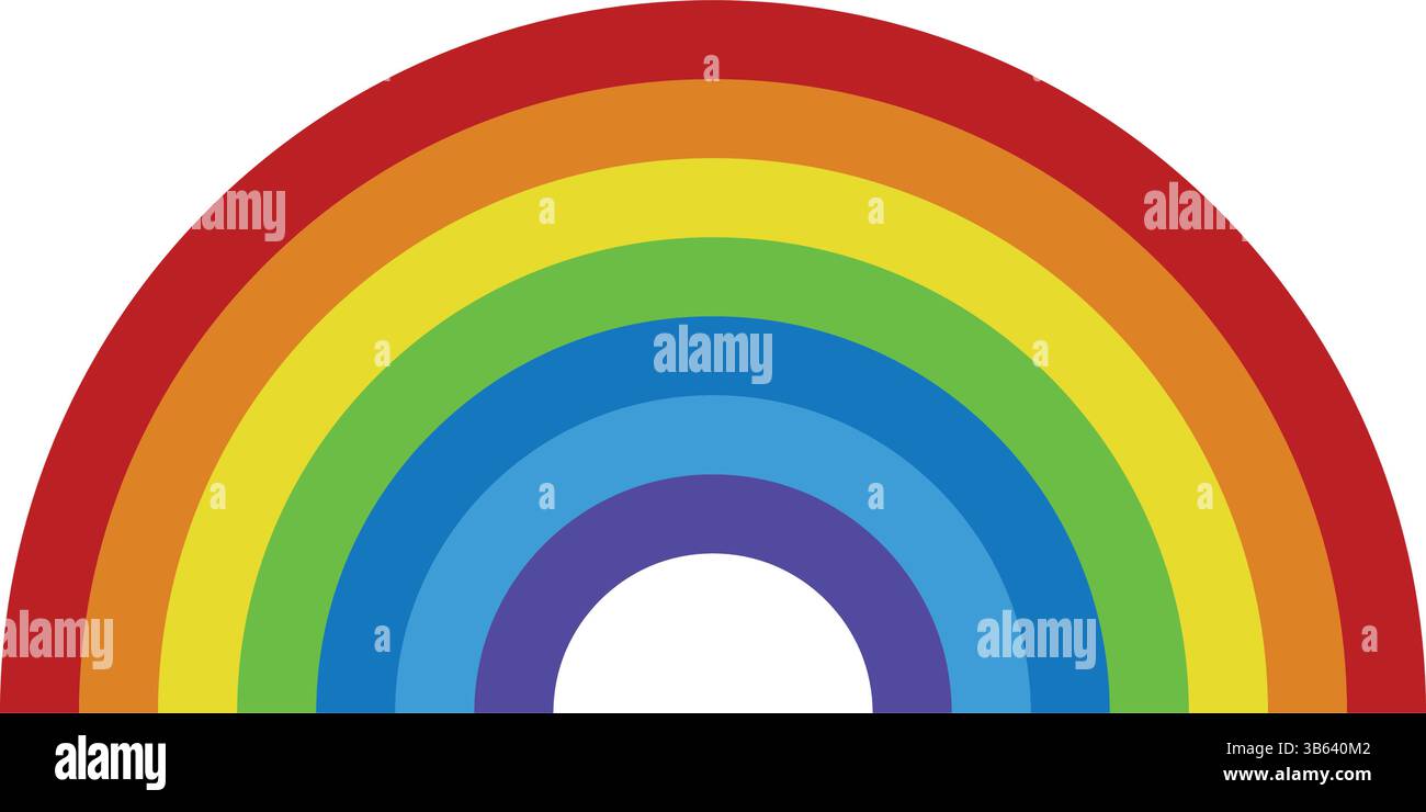 Bunte Regenbogen-Vektor-Illustration oder helle halbe Regenbogen-Bogen-Clipart für Kinder, Poster und Kunsthandwerk Stock Vektor