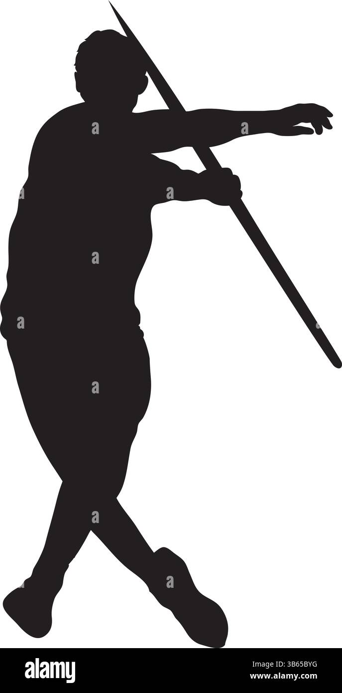 Silhouette des Athleten, der Javelin wirft – Symbol des Leichtathletiksports Stock Vektor