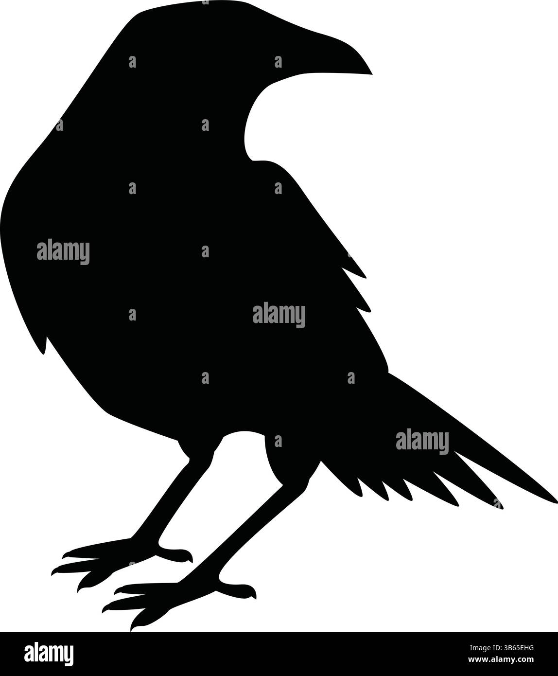 Silhouette eines Symbols für Krähe oder Rabenvogel isoliert auf weißem Hintergrund Stock Vektor