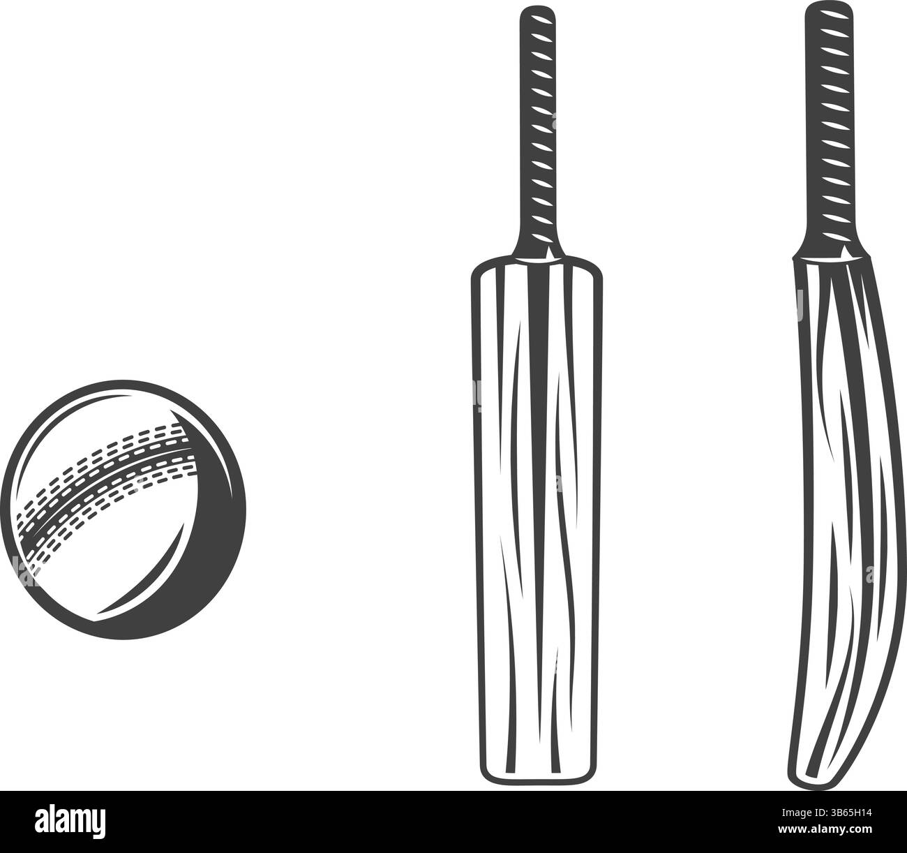 Cricketball und Fledermaussymbole Stock Vektor