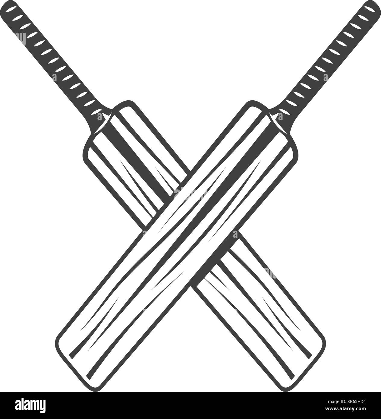Zwei Gekreuzte Cricket Fledermäuse-Symbol. Vektor-Doodle-Illustration Stock Vektor