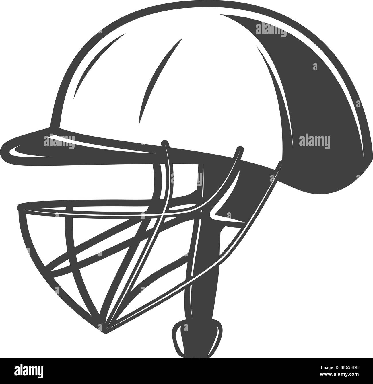 Crickethelm-Symbol mit Schutzgitter und Riemen Stock Vektor