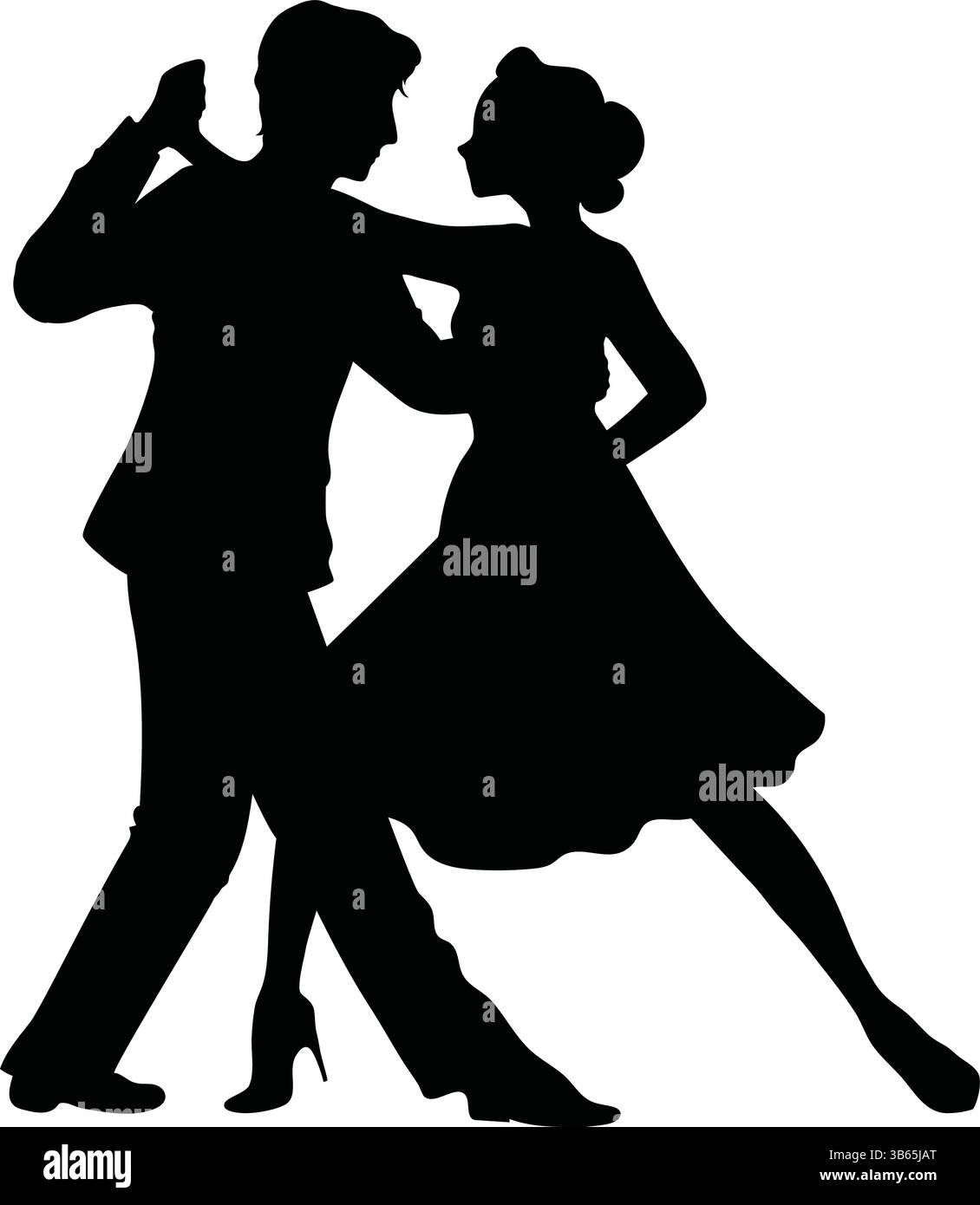 Silhouette eines Paares, das zusammen tanzt, Partnerstanz-Illustration Stock Vektor