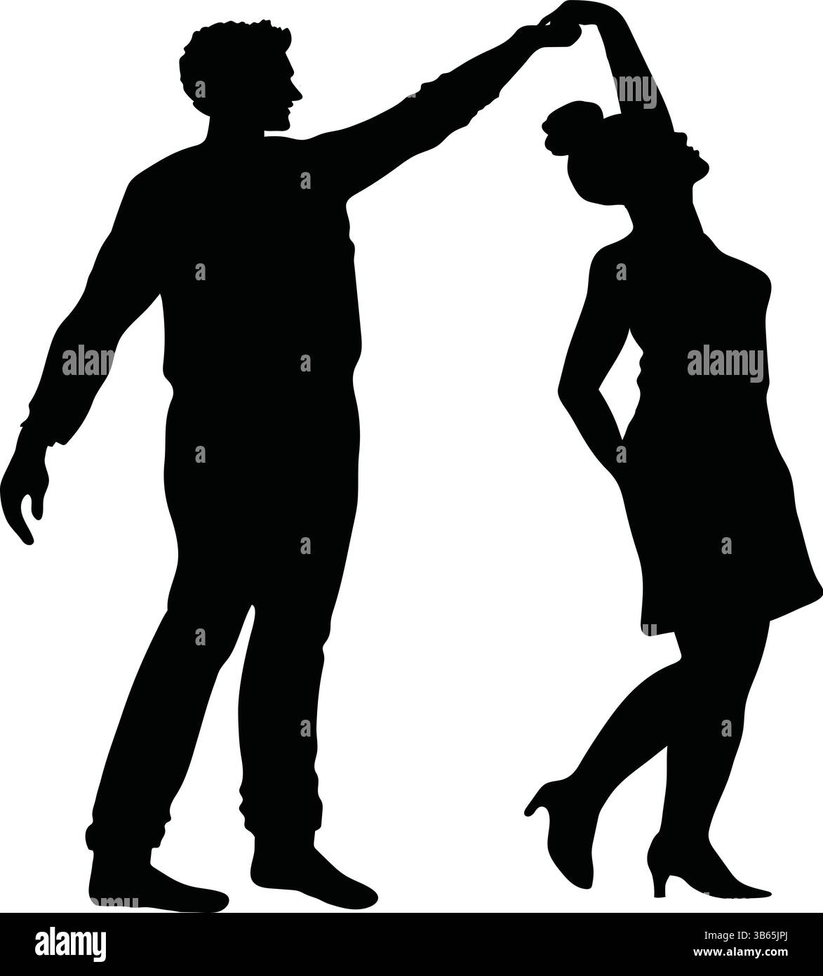 Silhouette eines Paares, das zusammen tanzt, Partnerstanz-Illustration Stock Vektor