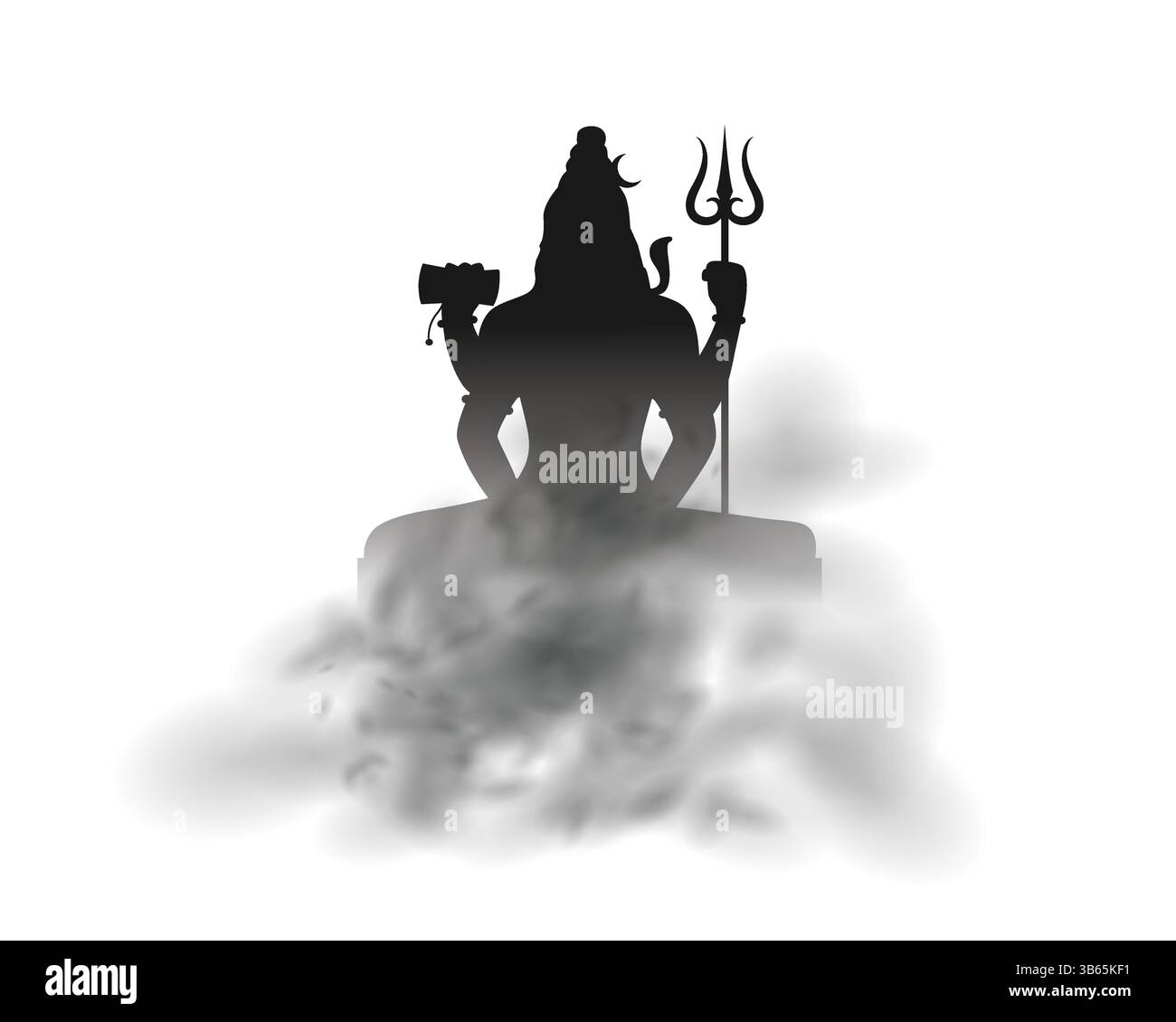 Hinduistische Gott Shiva Silhouette mit Trident und Trommelsymbol Illustration Stock Vektor Hinduistische Gott Shiva Silhouette mit Trident und Trommelsymbol Illustration Stock Vektor
