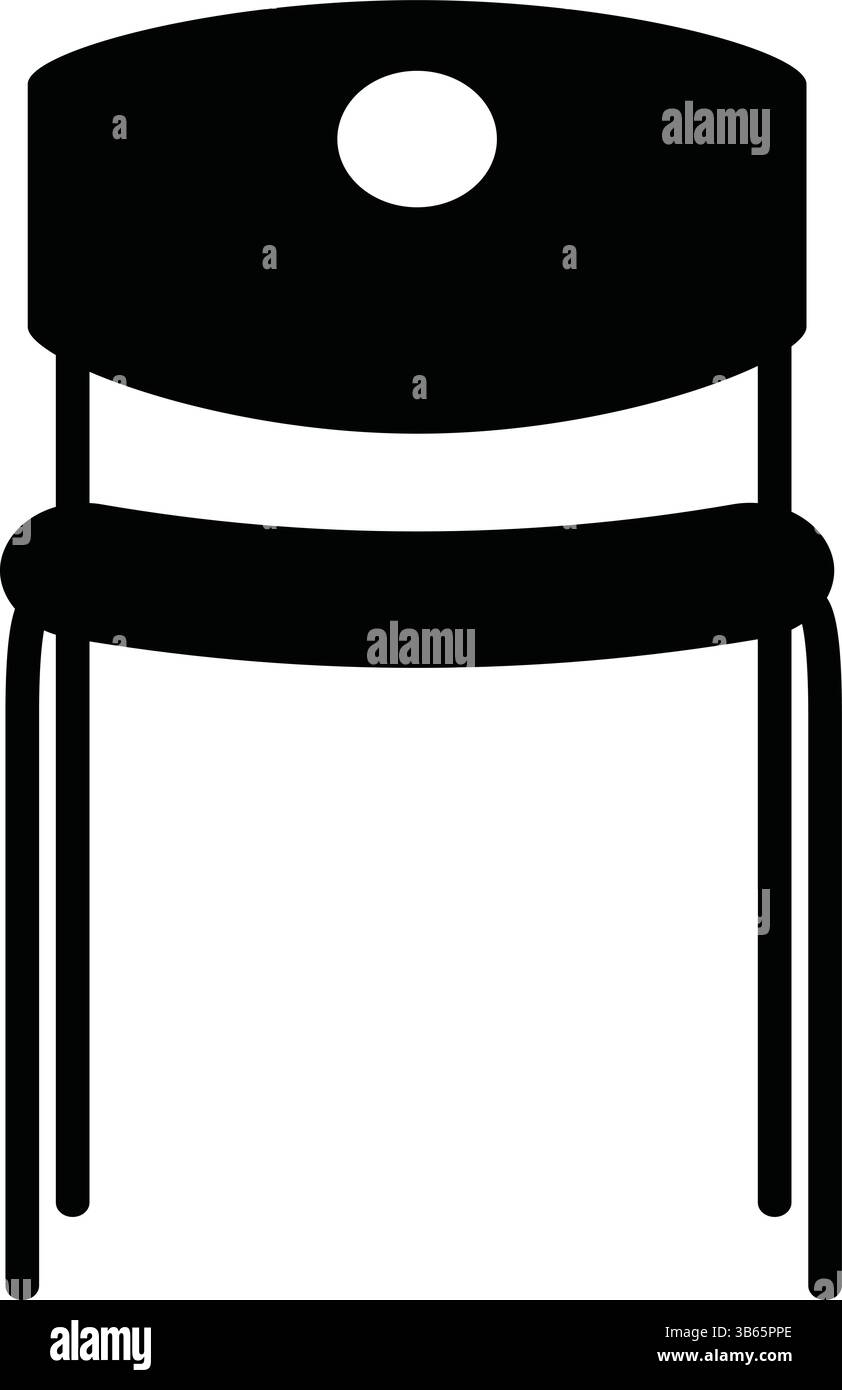 Schwarze Silhouette eines einfachen Bürostuhls mit Lochlehne Stock Vektor
