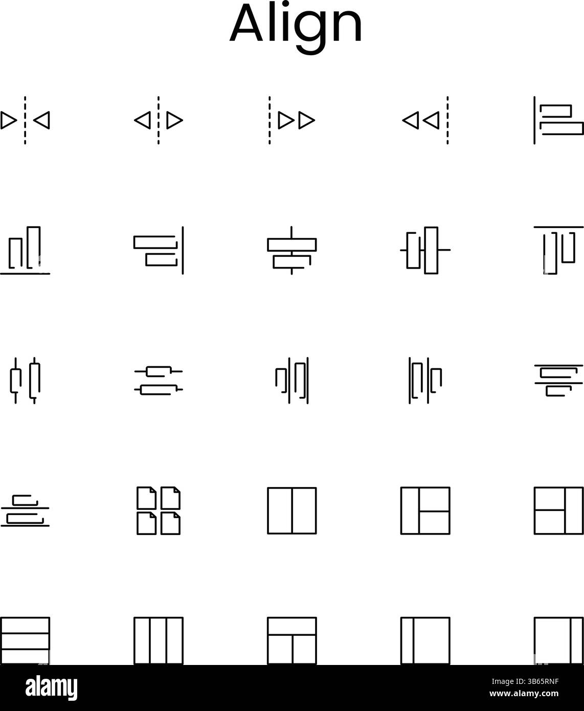 Set von Ausrichtungssymbolen für Design und Layout Stock Vektor