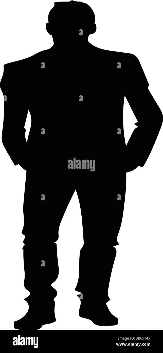 Geschäftsmann Silhouette stehend mit Händen auf der Hüfte Stock Vektor