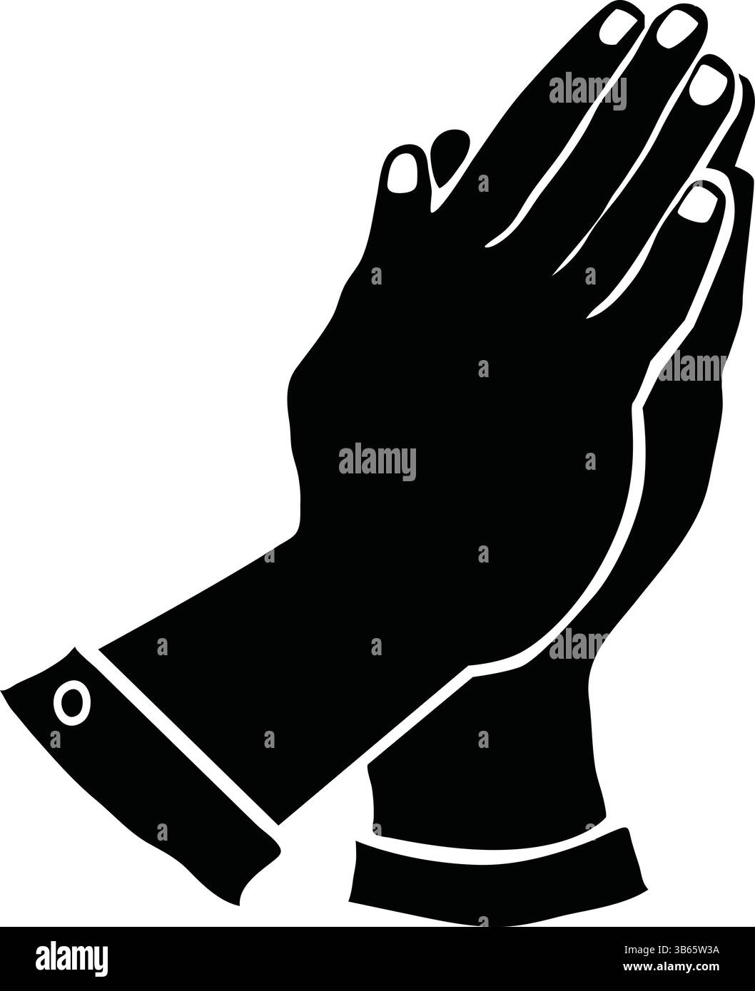 Betende Hände Zusammen – Vektor-Silhouette Stock Vektor