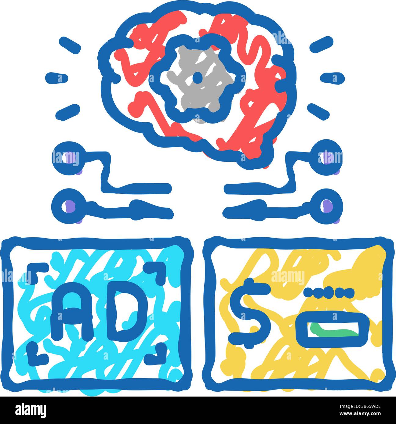 Programmatic Advertising Icon Doodle Illustration Stock Vektor