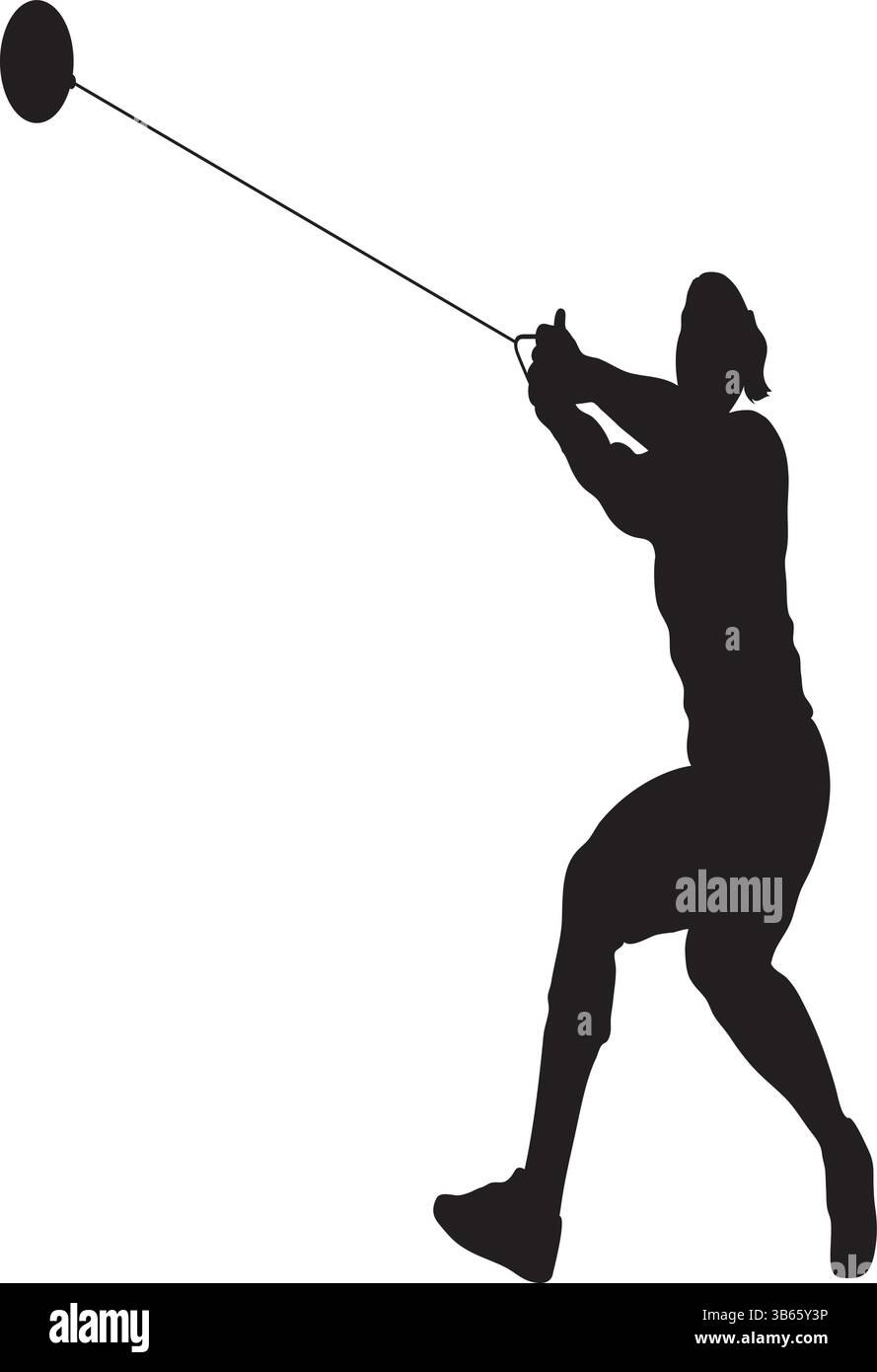 Hammer-Wurf-Athlet-Silhouette-Vektor-Symbol – sportliche Actionfigur in Bewegung Stock Vektor
